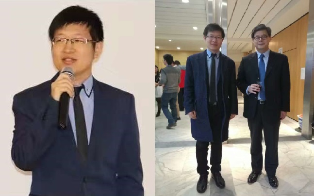 参加2017年全法留学工作会议并介绍工作经验,和中国驻法大使馆教育处马燕生公参(右一)合影